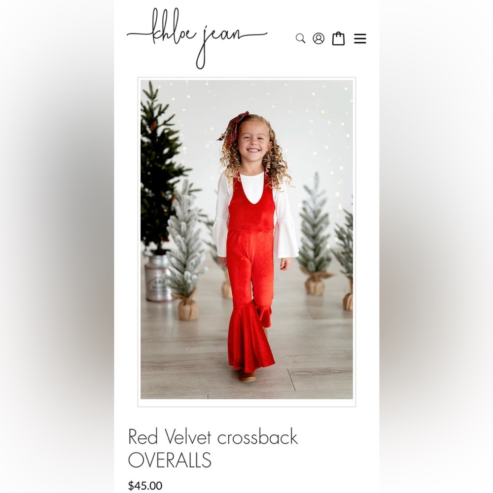 Khloe Jeans Red Velvet Overalls